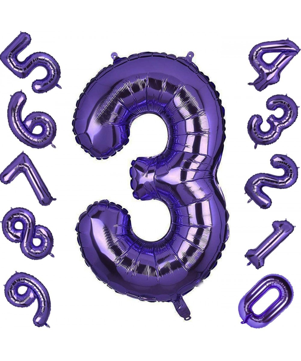 40 Inch Number Balloons Purple Number 3 Helium Foil Birthday Party Decorations Digit Balloons - Number 3 Balloon - CL18UN32QY...