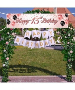 Happy 13th Birthday Banner Rose Gold 13 Years Old Birthday Party Decorations Supplies Celebration Backdrop - Rose Gold Happy ...