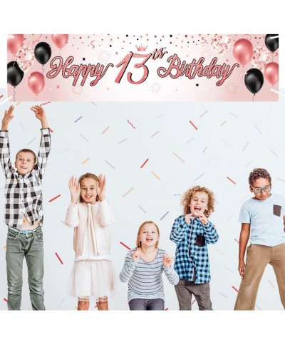 Happy 13th Birthday Banner Rose Gold 13 Years Old Birthday Party Decorations Supplies Celebration Backdrop - Rose Gold Happy ...