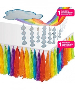 Rainbow Party Supplies - Large Ceiling Decoration and Tissue Fringe Table Skirt - Ceiling Decoration and Tissue Fringe Table ...