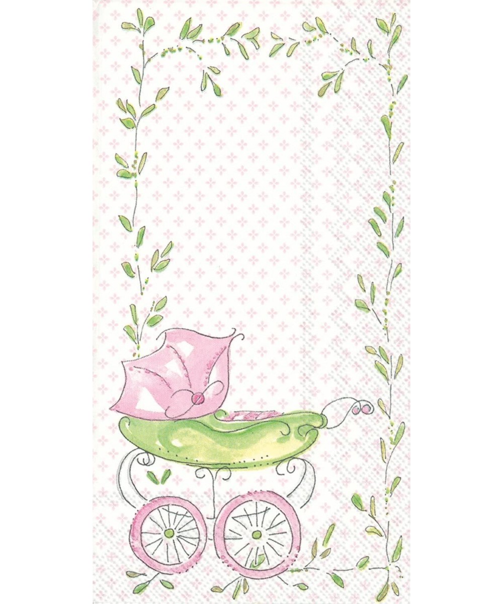 Rosanne Beck 16 Count Paper Buffet Guest Towels- Pink Baby Carriage - CH12DTF35IN $6.34 Tableware