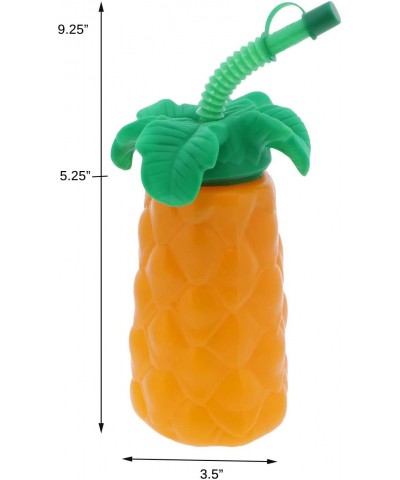 Plastic Orange Luau Palm Tree Summer Beach Straw Cup - Set of 2 - Orange - CL18RTCTUUW $7.10 Tableware