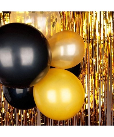 Confetti Balloons 40 Pack- Black Gold Agate 12 Inches Party Balloons with Golden Paper Confetti Dots DIY Set for Party- Weddi...