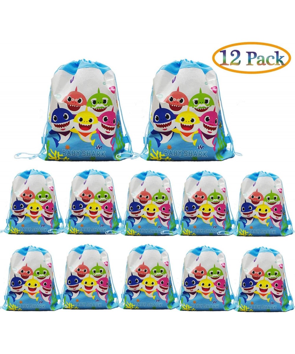 12 pcs Baby Shark Drawstring Backpack- Cute Shark Gift Favor Bags for Shark Party Shark Birthday party Supplies - CH18UWNN4CI...