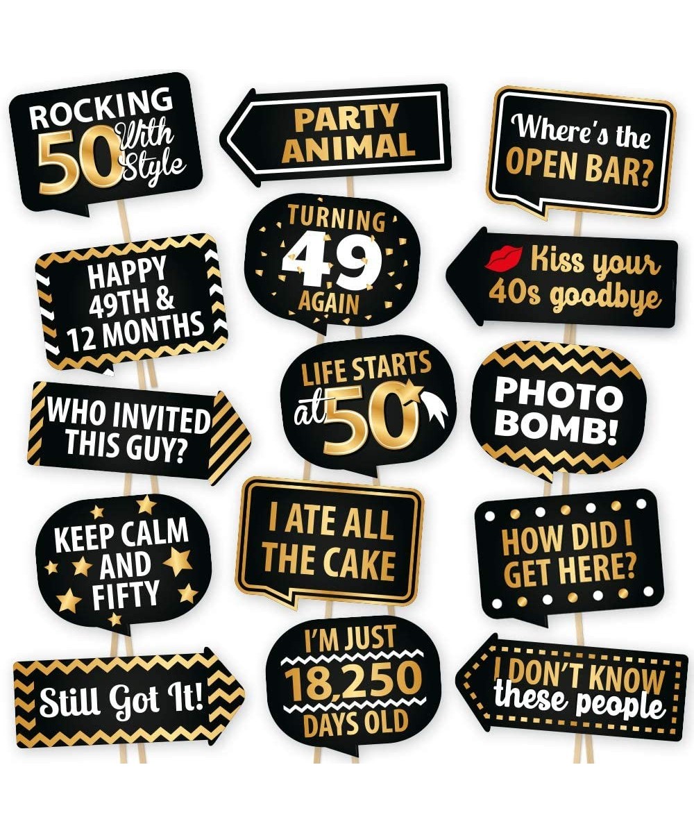 50th Birthday Photo Booth Props - European Made Black And Gold 50th Birthday Decorations - Easy To Assemble 50th Anniversary ...