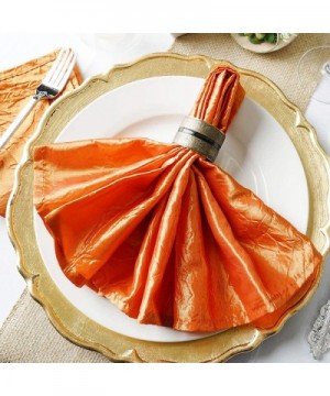 10 pcs 20-Inch Orange Crinkled Crushed Taffeta Dinner Napkins - for Wedding Party Events Restaurant Kitchen Home - Orange - C...