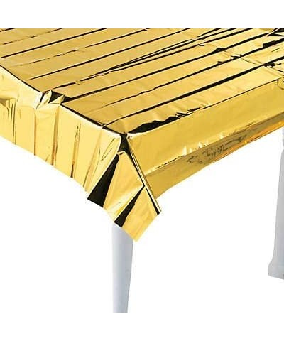 (2 Pack) Gold Foil Shiny Plastic Table Cover 54 X 72 Inches (Plus Party Planning Checklist by Mikes Super Store) - CC18NKUKMC...