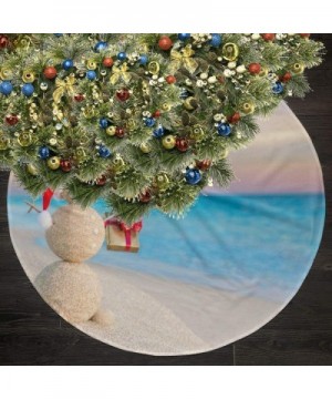 Sand Snowman On Beach Christmas Tree Skirt Merry Christmas Tree-Tree Skirt for Xmas Decor Festive Holiday Decoration - White ...