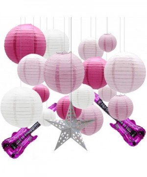 Round Chinese Paper Lanterns Decorative 20pcs with Guitar Foil Balloons Star Lantern for Wedding Birthday Party Valentine's D...