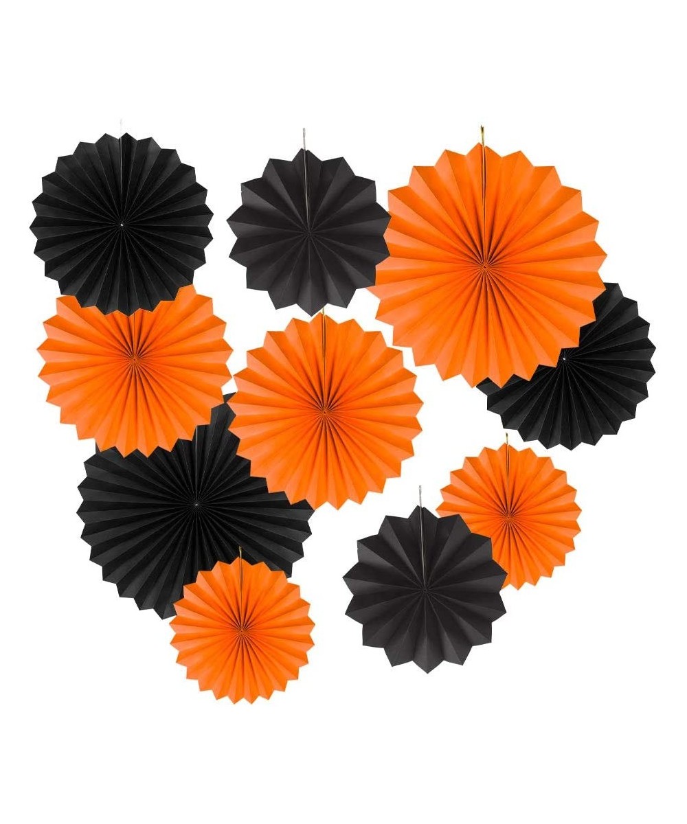 Black and Orange Paper Fans Hanging Party Decorations-Pack of 10 - Black and Orange - CT190TMQ3O5 $8.66 Tissue Pom Poms