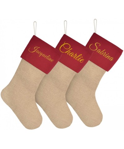 Personalized Christmas Stockings Set of 3 Red Large Plain DIY Xmas Holiday Fireplace Hanging Decoration Gifts for Family Kids...