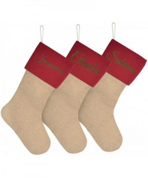 Personalized Christmas Stockings Set of 3 Red Large Plain DIY Xmas Holiday Fireplace Hanging Decoration Gifts for Family Kids...