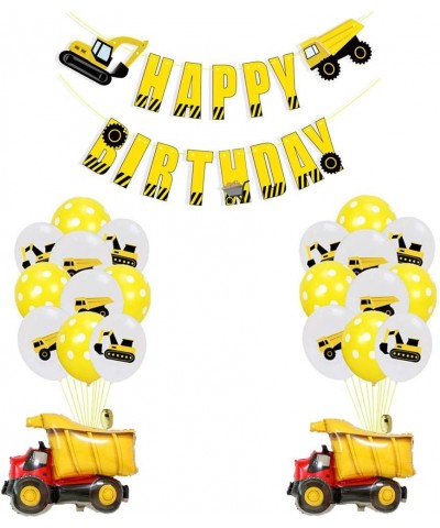 Construction Vehicles Birthday Party Supplies-Excavator Happy Birthday Banner Truck Aluminium Foil Balloons for Kids Birthday...