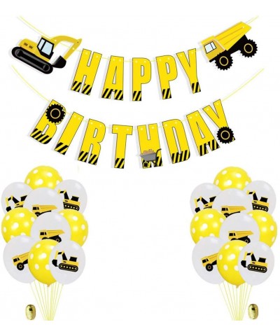 Construction Vehicles Birthday Party Supplies-Excavator Happy Birthday Banner Truck Aluminium Foil Balloons for Kids Birthday...