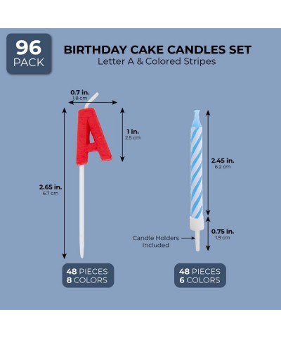 Letter A Birthday Cake Candles Set with Holders (96 Pack) - CD18SXGZ8CY $6.23 Cake Decorating Supplies