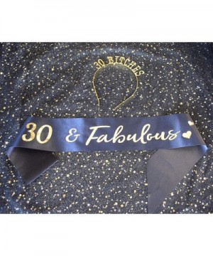 30th Birthday Tiara and Sash Happy 30th Birthday Party Supplies 30 Fabulous Black Glitter Satin Sash and Headband Birthday Pr...