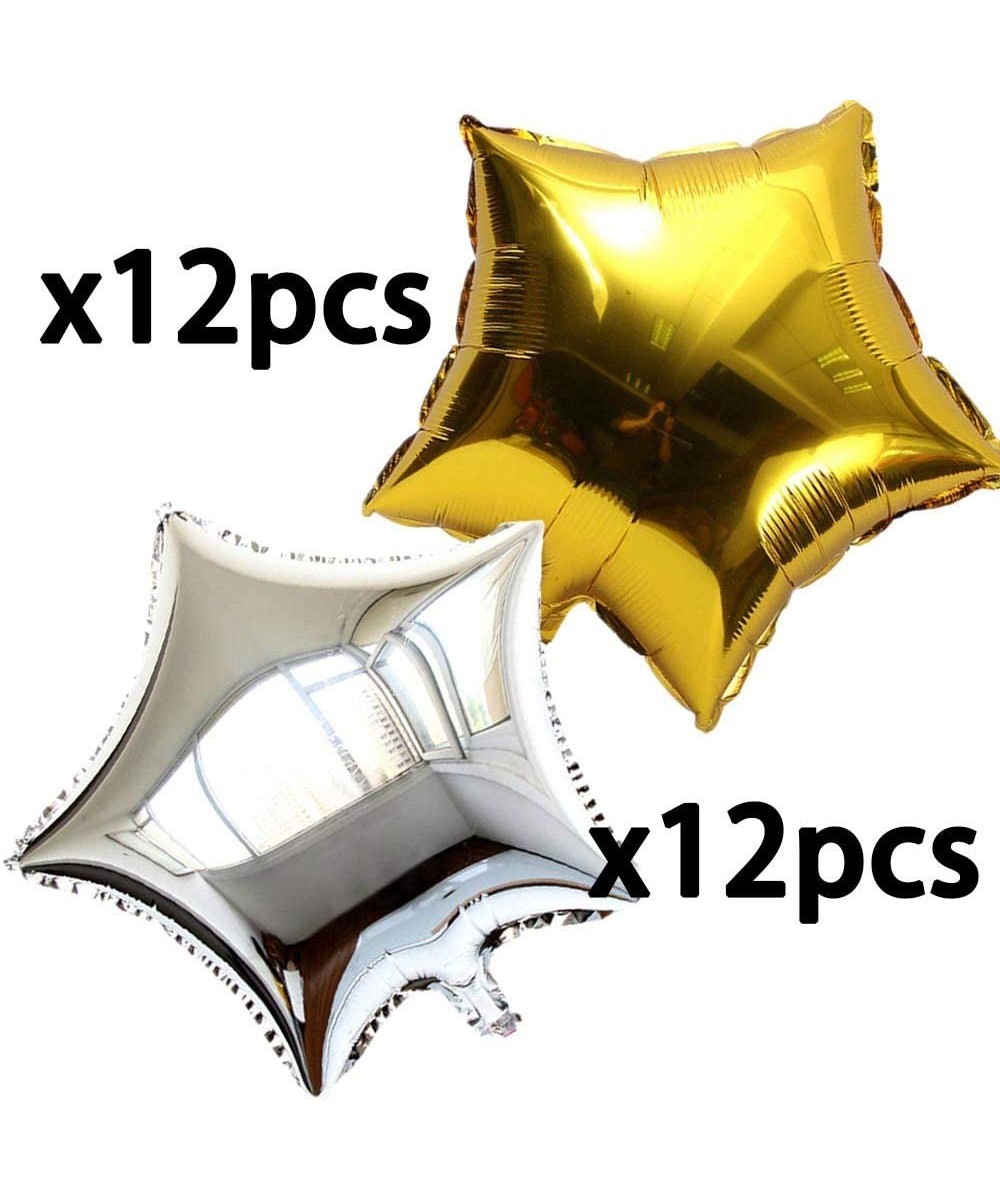 24 Inch Gold and Silver Star Shape Foil Mylar Balloons-Pentagram Balloon Birthday Party & Wedding Decoration 24pcs（Each 12 pc...