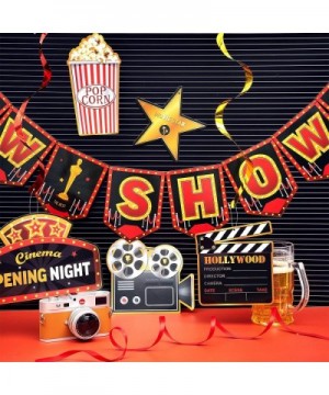 45 Pieces Movie Night Decorations Hollywood Party Decorations Kit Now Showing Banner Hanging Swirls Hollywood Movie Theater T...