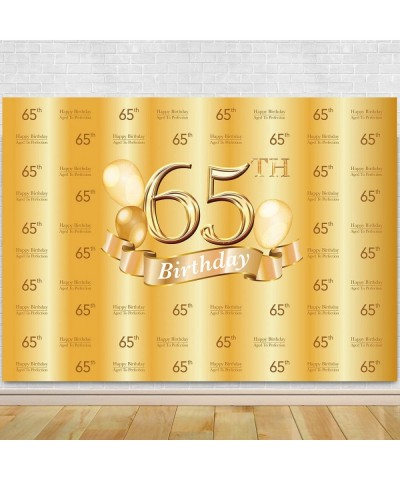 65th Birthday Photography Backdrop - 65th Golden Glitter Shiny Background -Sixty-Five Years Old Age Party Decoration Photo Ba...