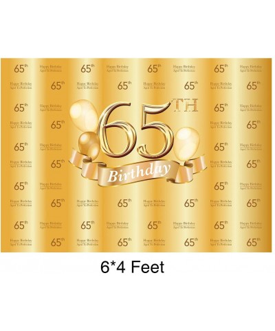 65th Birthday Photography Backdrop - 65th Golden Glitter Shiny Background -Sixty-Five Years Old Age Party Decoration Photo Ba...