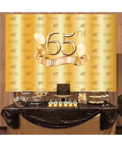 65th Birthday Photography Backdrop - 65th Golden Glitter Shiny Background -Sixty-Five Years Old Age Party Decoration Photo Ba...
