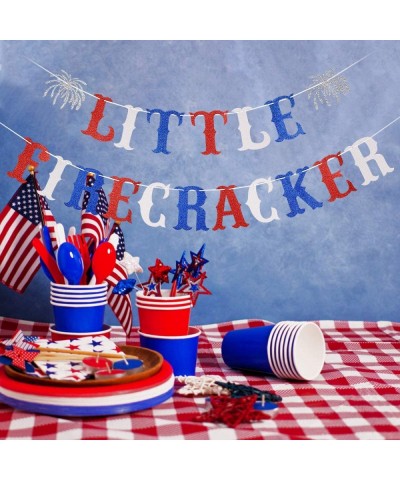 Glittery Little Firecracker Banner- 4th of July Baby Shower Party Decorations-4th of July Birthday Party Decor-Home Decor - C...