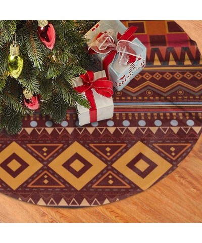 Christmas Tree Skirt Tree Mat Xmas Brown Tribal Pattern Geometry Reindeer Festive Party Supplies Decorations - Black27 - C619...