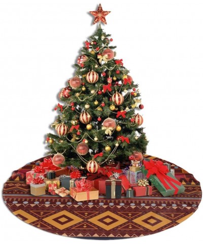 Christmas Tree Skirt Tree Mat Xmas Brown Tribal Pattern Geometry Reindeer Festive Party Supplies Decorations - Black27 - C619...