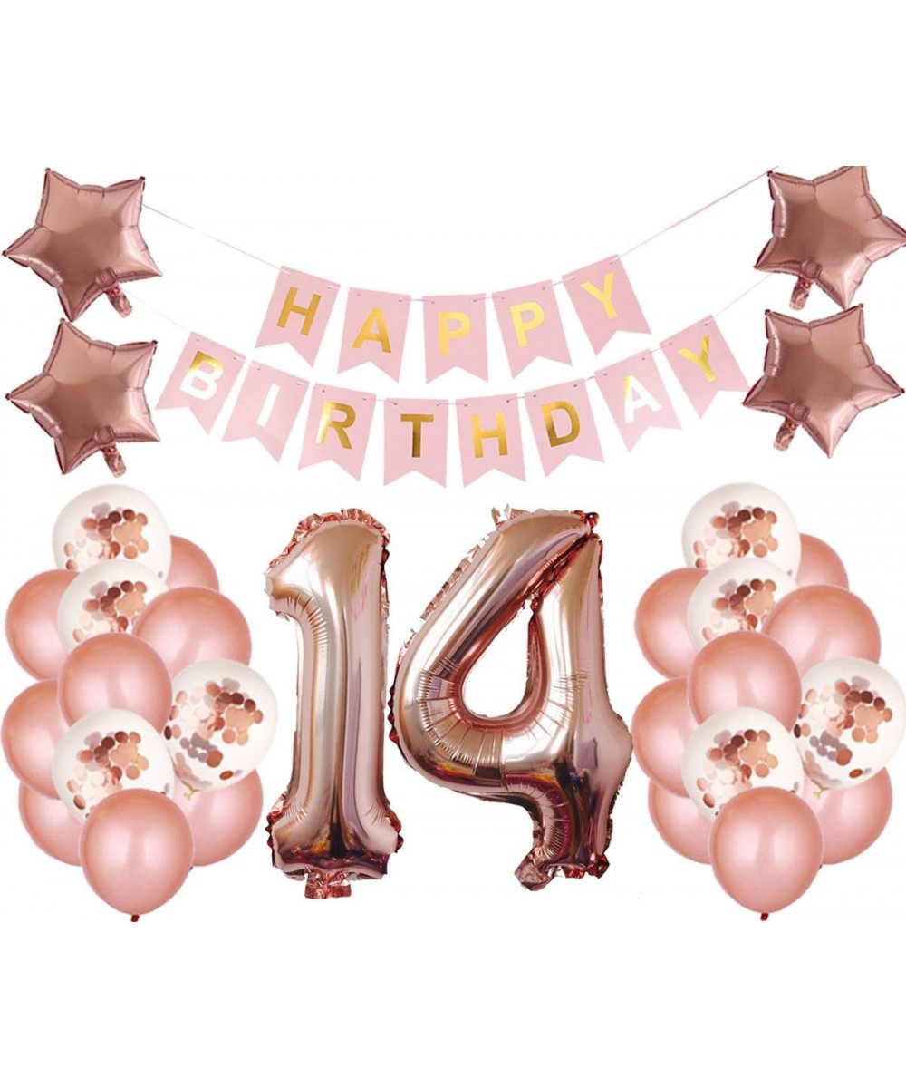 14th Birthday Party Decorations Kit Happy Birthday Banner with Number 14 Birthday Balloons for Birthday Party Supplies 14th R...