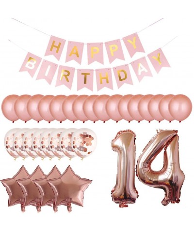 14th Birthday Party Decorations Kit Happy Birthday Banner with Number 14 Birthday Balloons for Birthday Party Supplies 14th R...