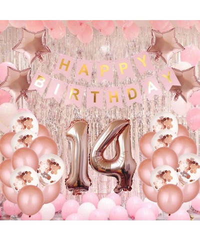 14th Birthday Party Decorations Kit Happy Birthday Banner with Number 14 Birthday Balloons for Birthday Party Supplies 14th R...