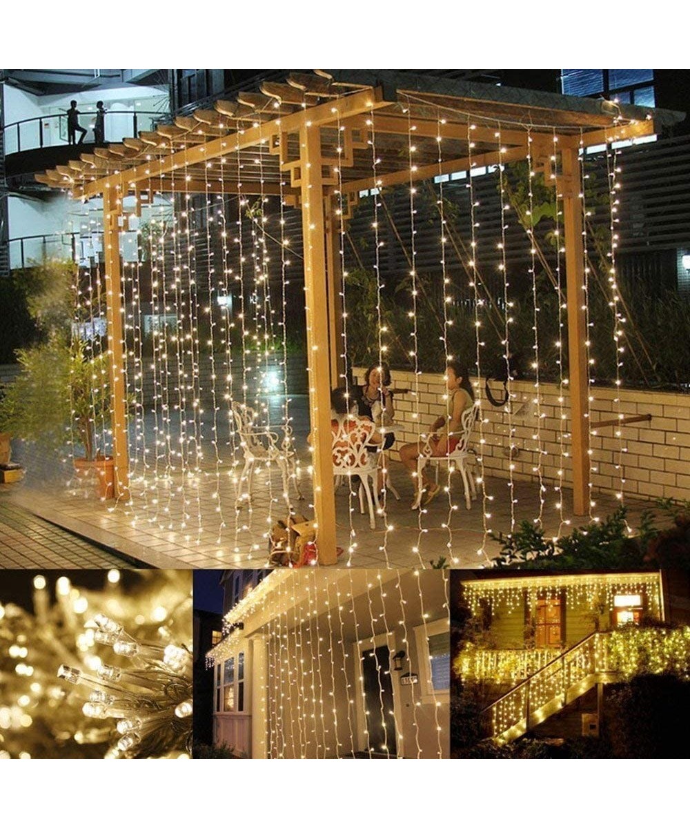 300 LED Window Curtain String Light- LED Curtain Lights Icicle Lights- 8 Modes String Lights for Indoor Outdoor Decoration We...