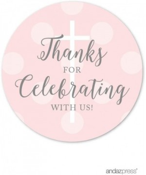 Blush Pink and Gray Baby Girl Baptism Collection- Round Circle Label Stickers- Thanks for Celebrating with US- 40-Pack - Labe...