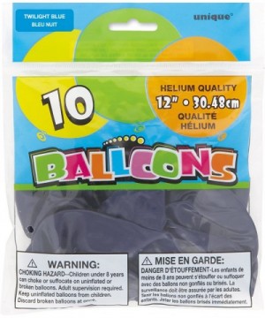 12" Latex Twilight Blue Balloons- 10ct - Twilight Blue - CU11EX9BDHZ $4.53 Balloons