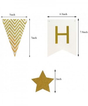 Birthday Party Wall Decoration - Metallic Gold HAPPY BIRTHDAY Banner & Triangle Flags Paper Banner & Star Garland & Confetti ...