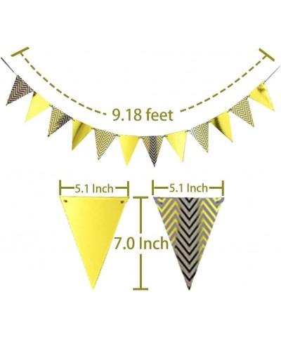 Birthday Party Wall Decoration - Metallic Gold HAPPY BIRTHDAY Banner & Triangle Flags Paper Banner & Star Garland & Confetti ...