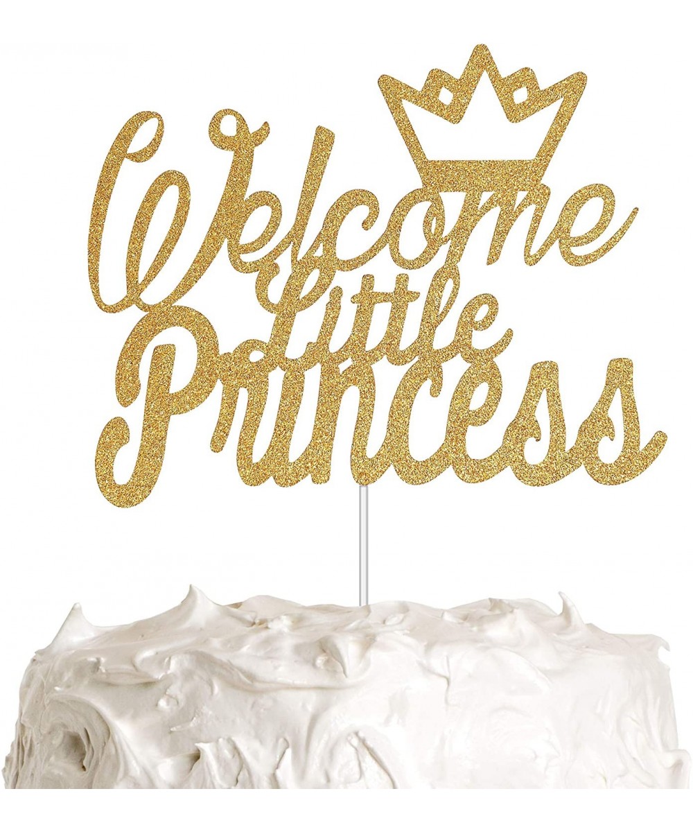 Welcome Little Princess with Crown Cake Topper for Girl Baby Shower Party Decorations with Gold Glitter - CQ18UZISZUL $8.41 C...