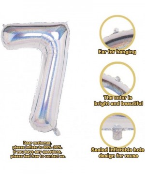 Laser Silver Number 7 Balloons-40 Inch Birthday Number Balloon Party Decorations Supplies Helium Foil Mylar Digital Balloons ...