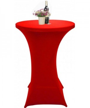 Cocktail Table Cover Highboy Fitted Stretch Spandex Table Cloth for Party Wedding Banquet Tablecloth (Red- 30" x 42") - Red -...