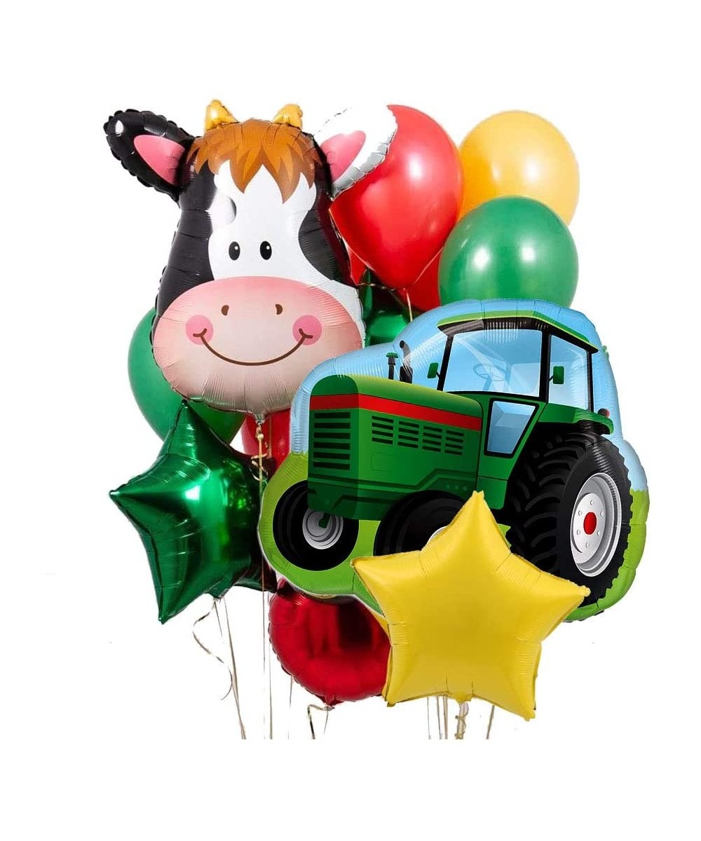 22pcs Farm Tractor Theme Party Supplies Kit Jumbo 34" Tractor 30" Cow Head Mylar Foil Balloon 18inch and12inch Assorted Color...