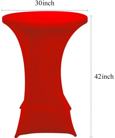 Cocktail Table Cover Highboy Fitted Stretch Spandex Table Cloth for Party Wedding Banquet Tablecloth (Red- 30" x 42") - Red -...