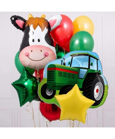 22pcs Farm Tractor Theme Party Supplies Kit Jumbo 34" Tractor 30" Cow Head Mylar Foil Balloon 18inch and12inch Assorted Color...