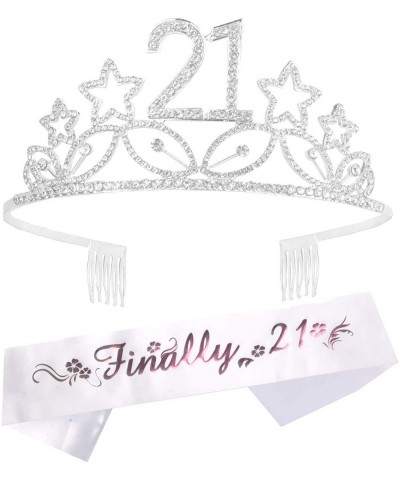 21st Birthday Gifts for Girl- 21st Birthday Tiara and Sash- Happy 21st Birthday Party Supplies- Finally 21 Glitter Satin Sash...