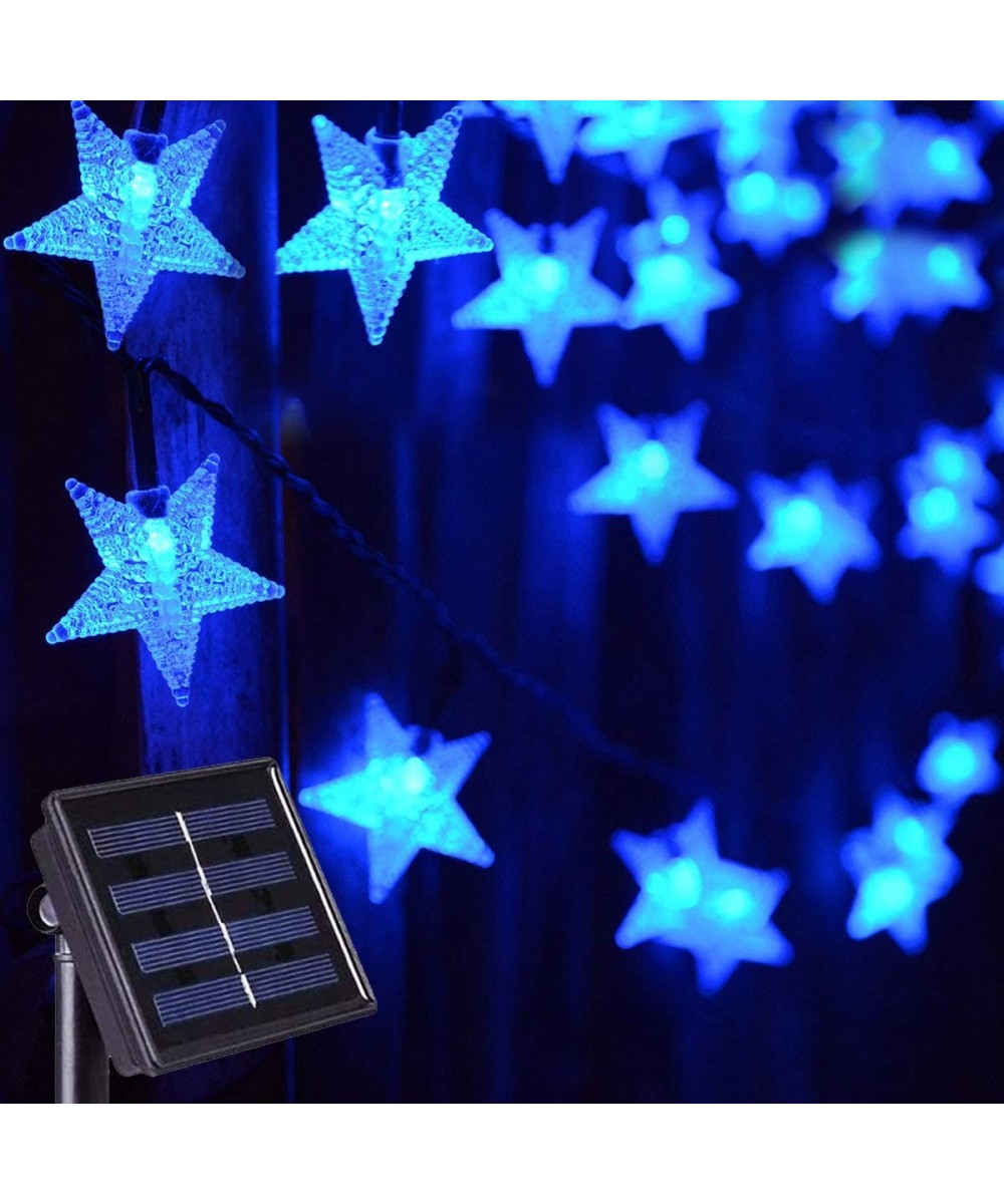 Solar String Lights Waterproof-Blue LED Solar Star Fairy Lights for Outdoor Christmas Garden Path Fence Yard Festival Decorat...