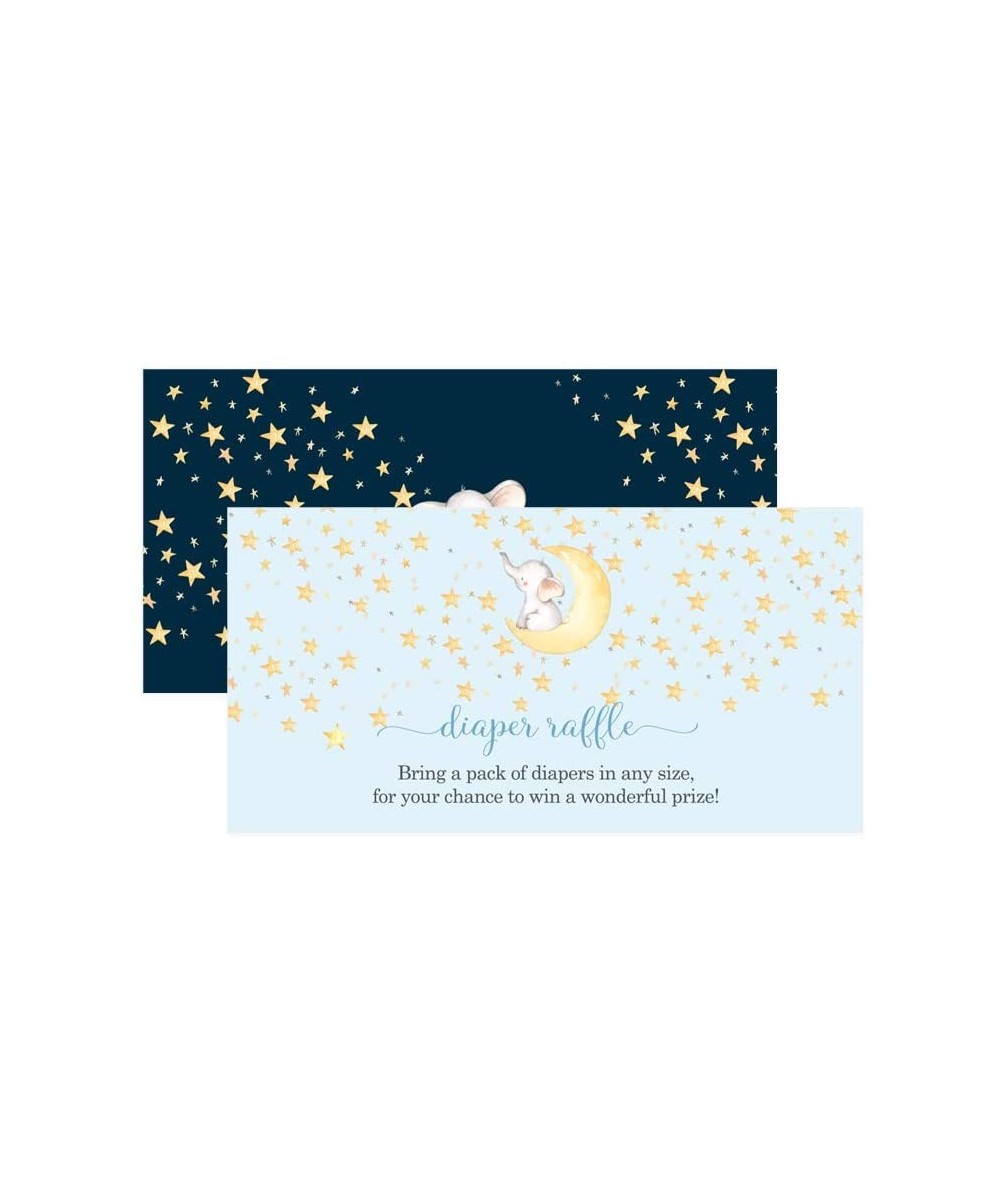 Starry Elephant Diaper Raffle Ticket (25 Cards) Baby Shower Games - Invitation Inserts - Drawings for Sprinkle Activity - Boy...