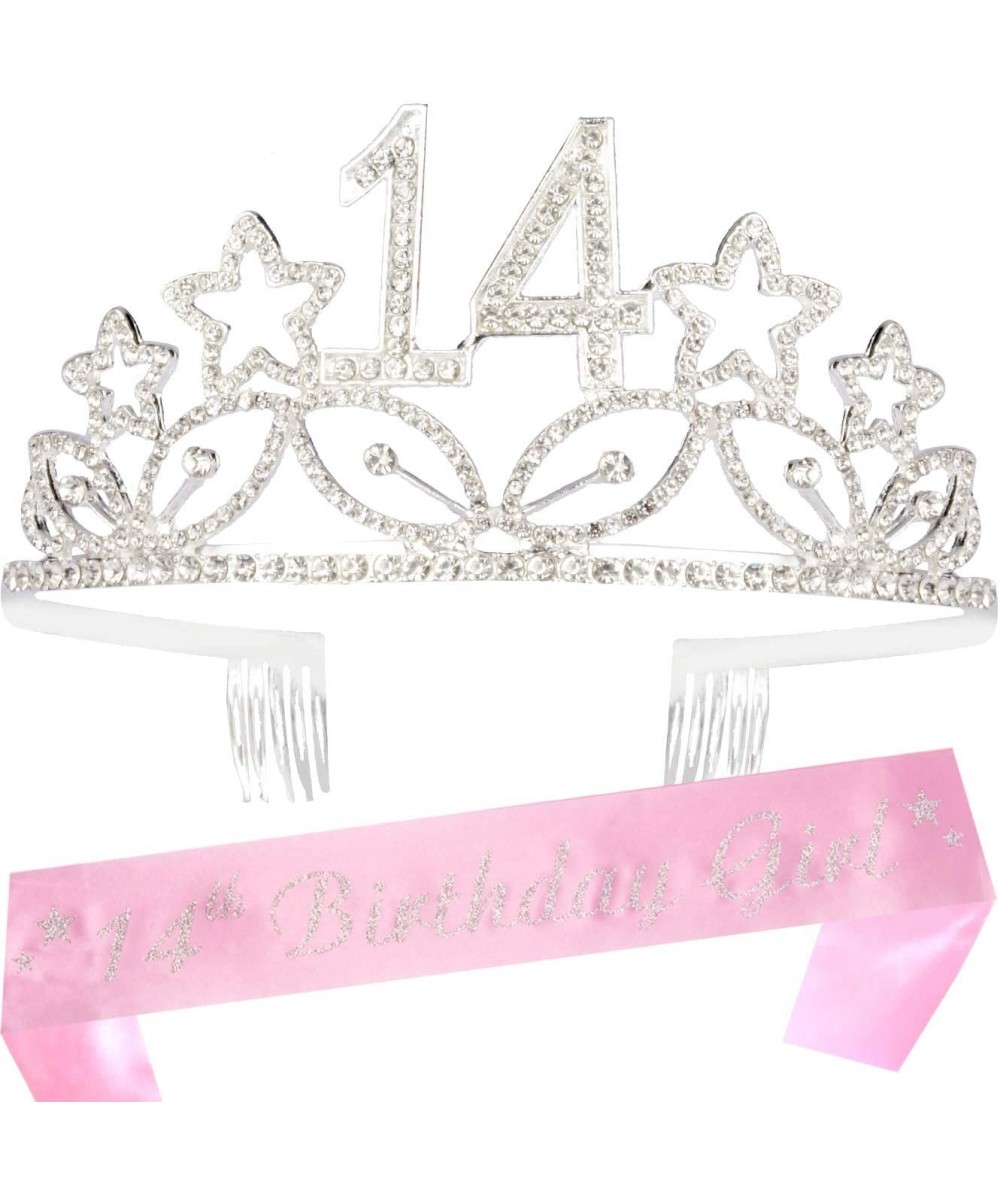 14th Birthday Gifts for Girl- 14th Birthday Tiara and Sash- HAPPY 14th Birthday Party Supplies- 14th Birthday Girl Glitter Sa...