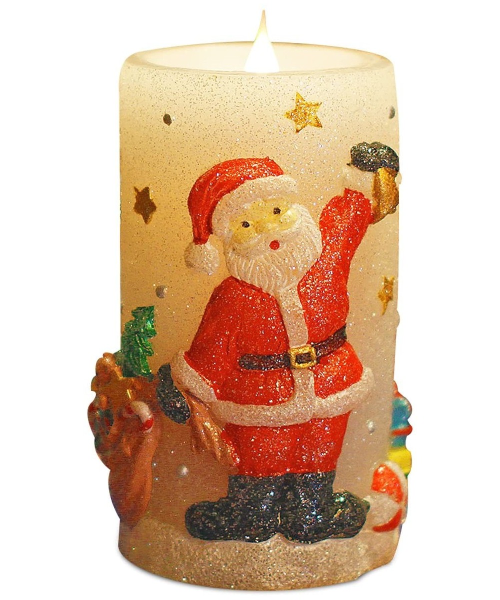Christmas Santa Moving Flame LED Candle with Timer- 3 x 6 - Santa Claus - C312IP7NAGV $15.13 Candles