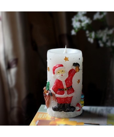 Christmas Santa Moving Flame LED Candle with Timer- 3 x 6 - Santa Claus - C312IP7NAGV $15.13 Candles