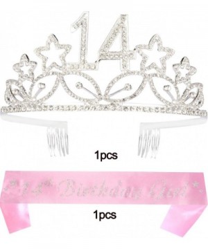 14th Birthday Gifts for Girl- 14th Birthday Tiara and Sash- HAPPY 14th Birthday Party Supplies- 14th Birthday Girl Glitter Sa...