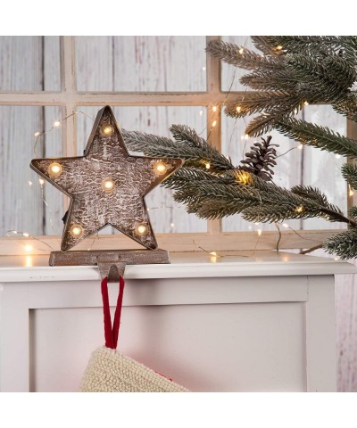 Rustic Style LED Light Stocking Holder Galvanized Seasonal Home Decor Star- 7.50" H - CA18HYLDI8W $17.11 Stockings & Holders